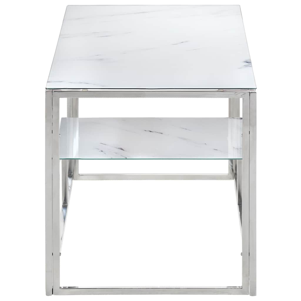 Vidaxl salontafel roestvrijstaal en gehard glas zilverkleurig
