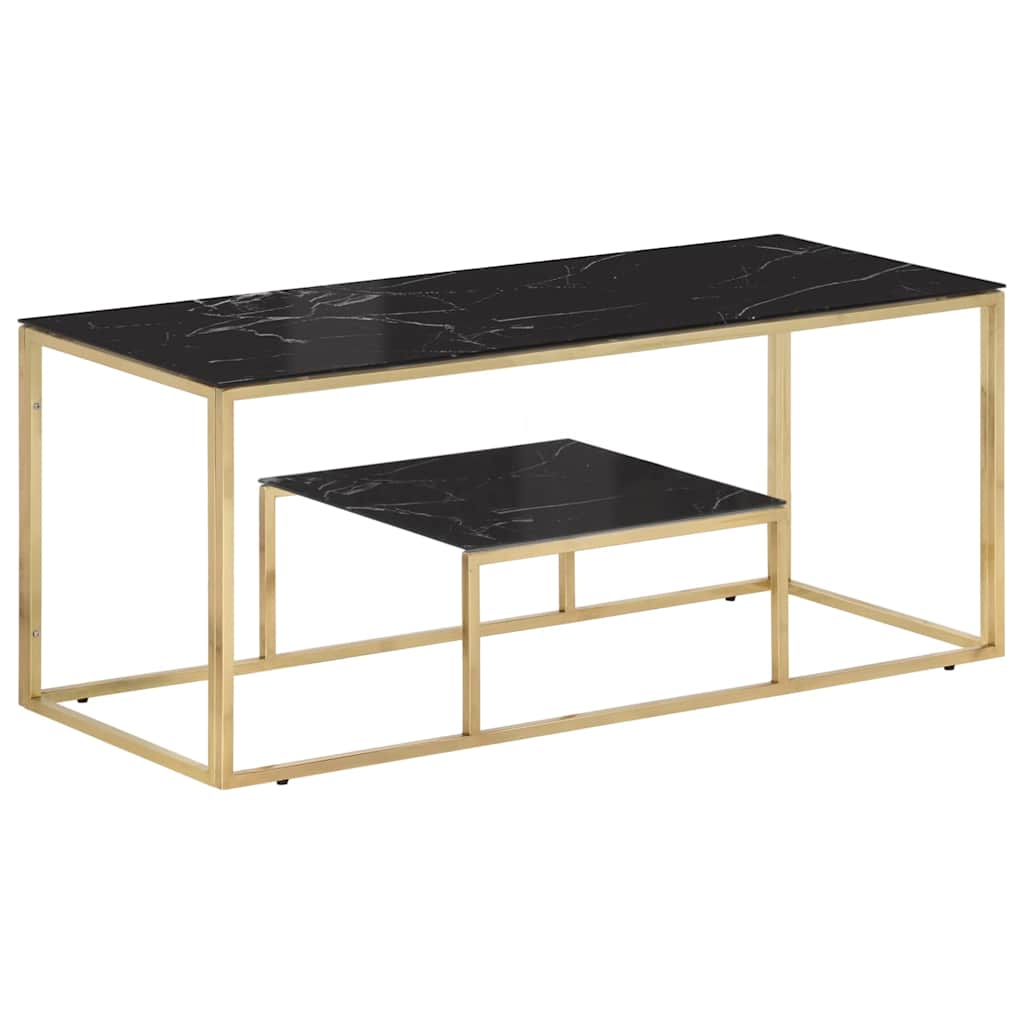 Vidaxl salontafel roestvrijstaal en gehard glas goudkleurig