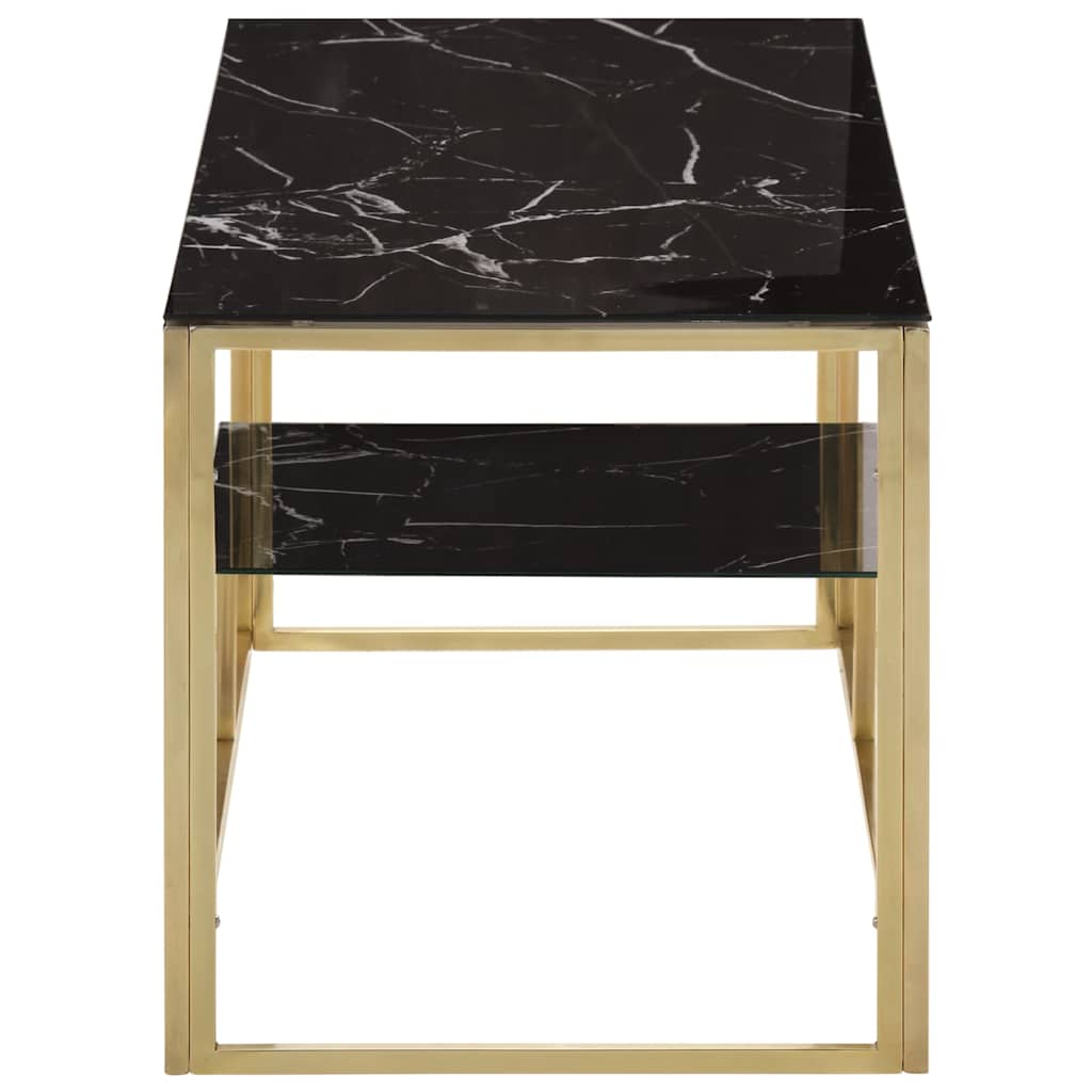 Vidaxl salontafel roestvrijstaal en gehard glas goudkleurig