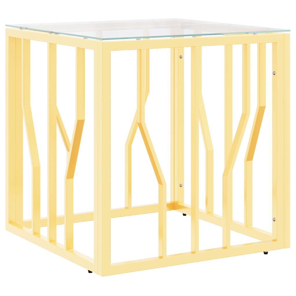 Vidaxl salontafel 50x50x50 cm roestvrij staal en glas goudkleurig