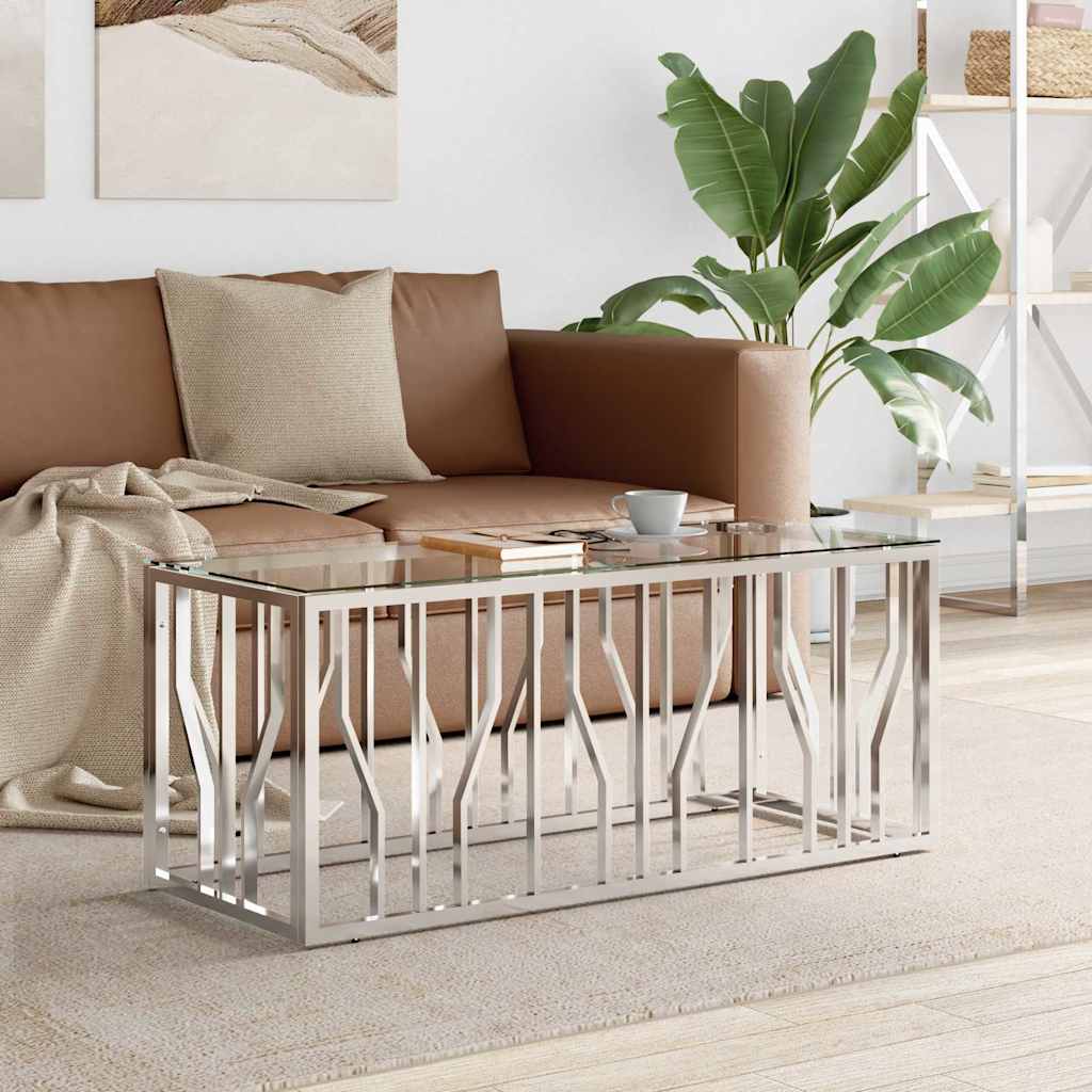 Vidaxl salontafel 110x45x45 cm roestvrij staal en glas