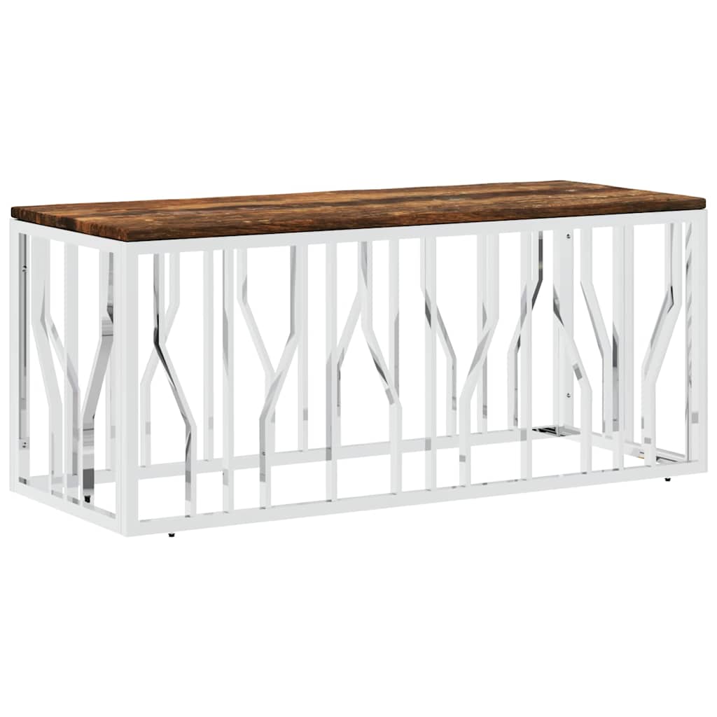 Vidaxl salontafel roestvrij staal en massief hergebruikt hout