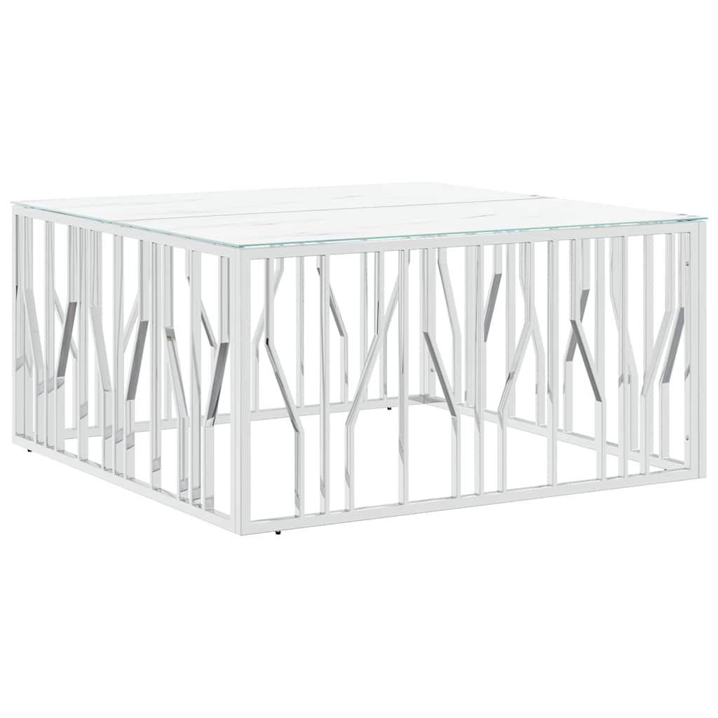 Vidaxl salontafel 100x100x50 cm roestvrij staal en glas zilverkleurig