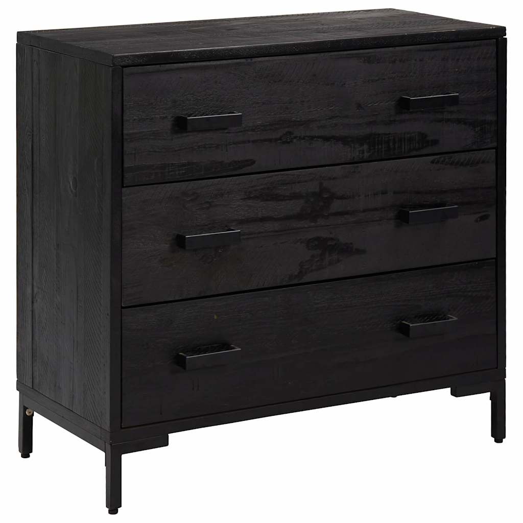 Vidaxl ladekast 75x35x70 cm massief grenenhout zwart
