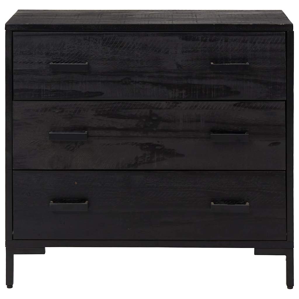 Vidaxl ladekast 75x35x70 cm massief grenenhout zwart