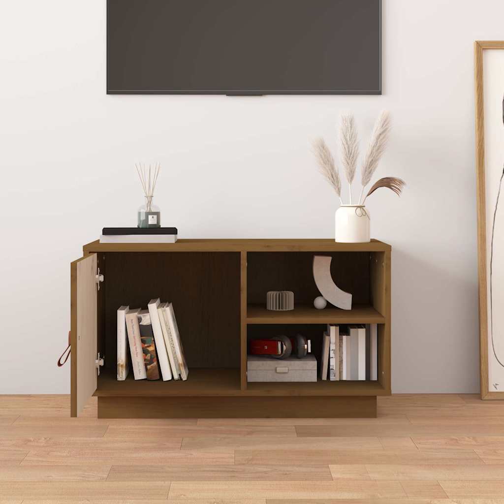 Vidaxl tv-meubel 70x34x40 cm massief grenenhout honingbruin