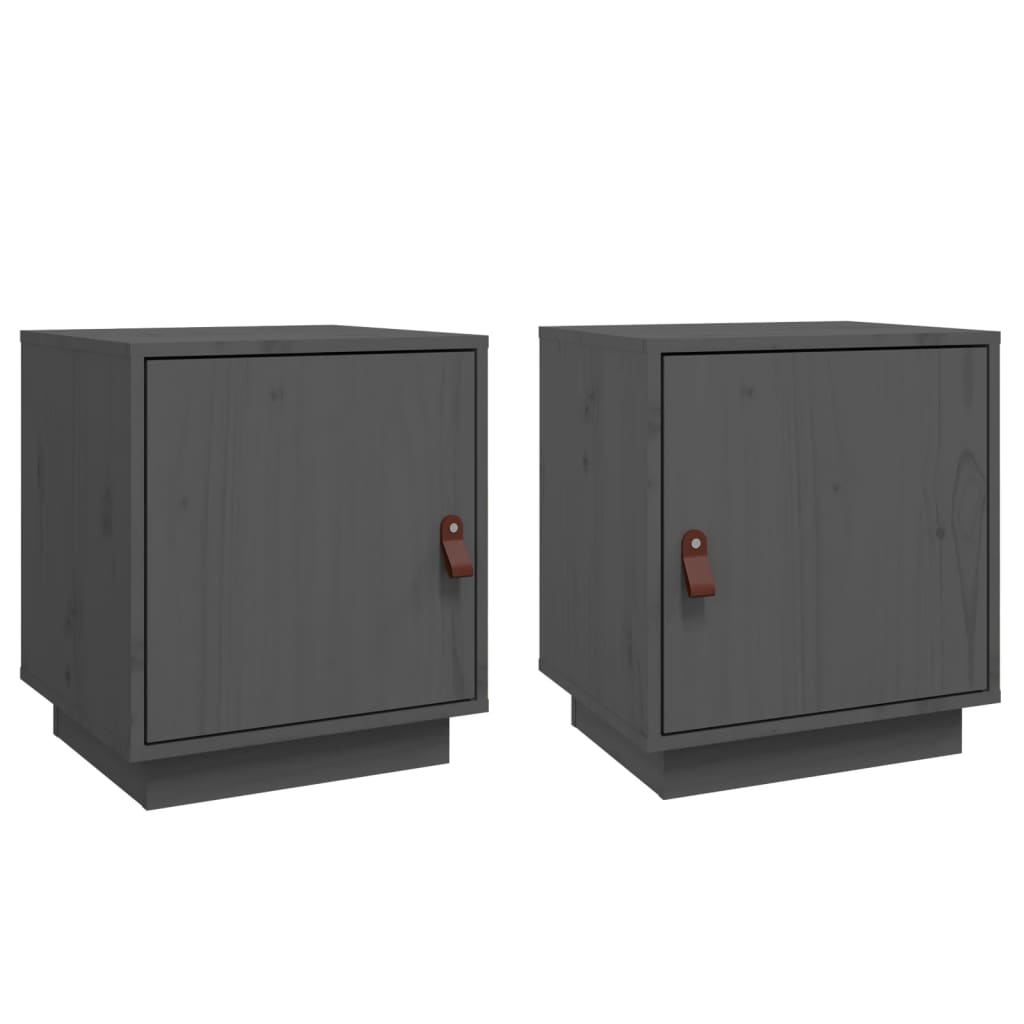 Vidaxl nachtkastjes 2 st 40x34x45 cm massief grenenhout grijs