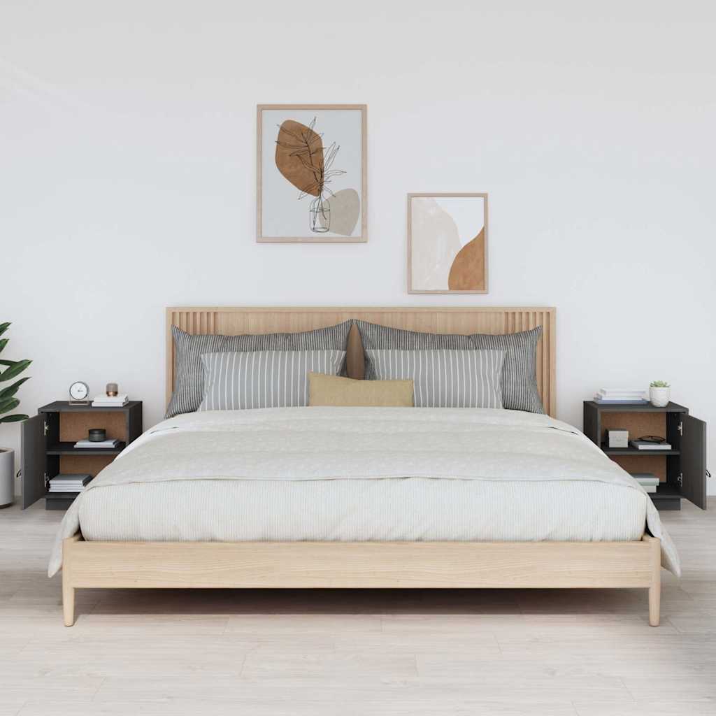 Vidaxl nachtkastjes 2 st 40x34x45 cm massief grenenhout grijs