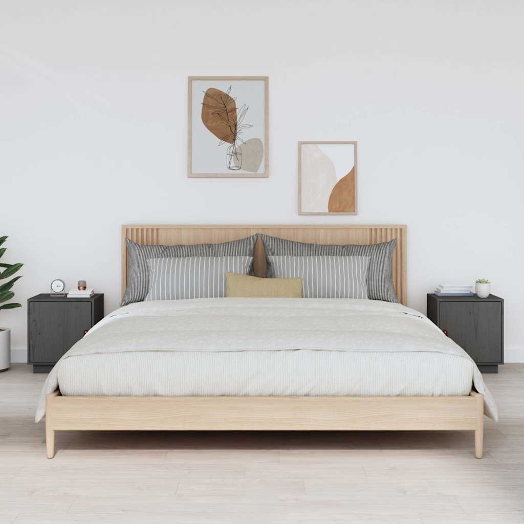 Vidaxl nachtkastjes 2 st 40x34x45 cm massief grenenhout grijs