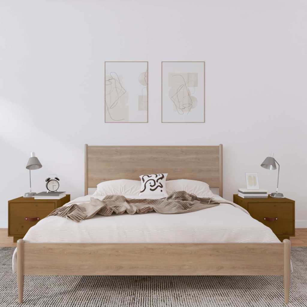 Vidaxl nachtkastjes 2 st 40x34x55 cm massief grenenhout honingbruin