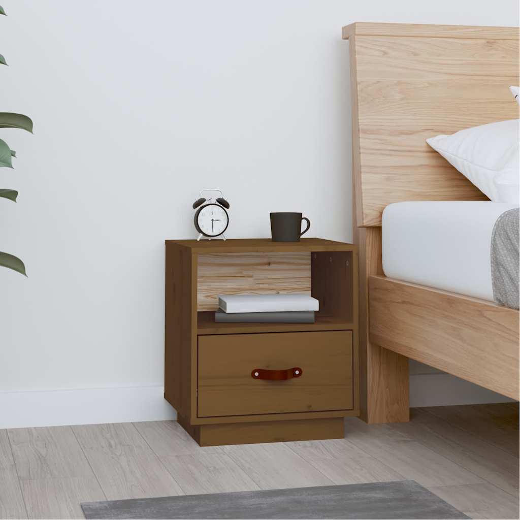 Vidaxl nachtkastje 40x34x45 cm massief grenenhout honingbruin