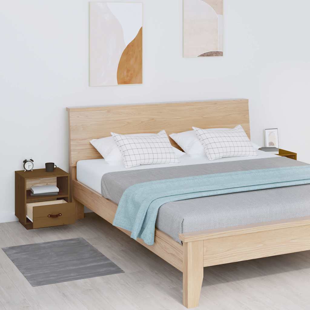 Vidaxl nachtkastjes 2 st 40x34x45 cm massief grenenhout honingbruin