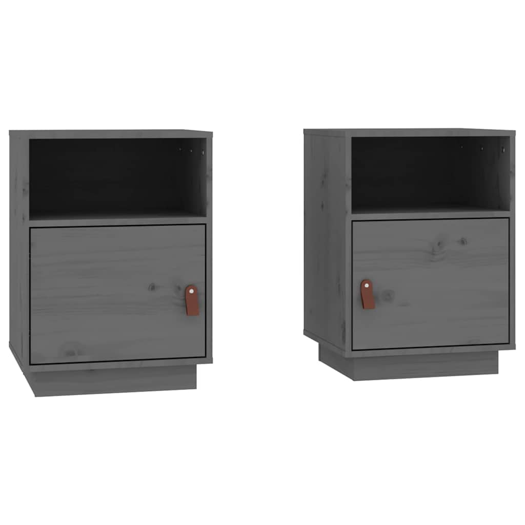 Vidaxl nachtkastjes 2 st 40x34x55 cm massief grenenhout grijs