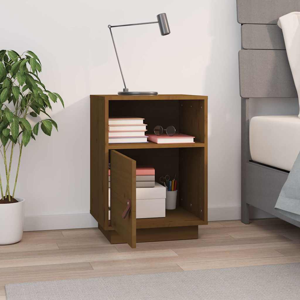 Vidaxl nachtkastje 40x34x55 cm massief grenenhout honingbruin