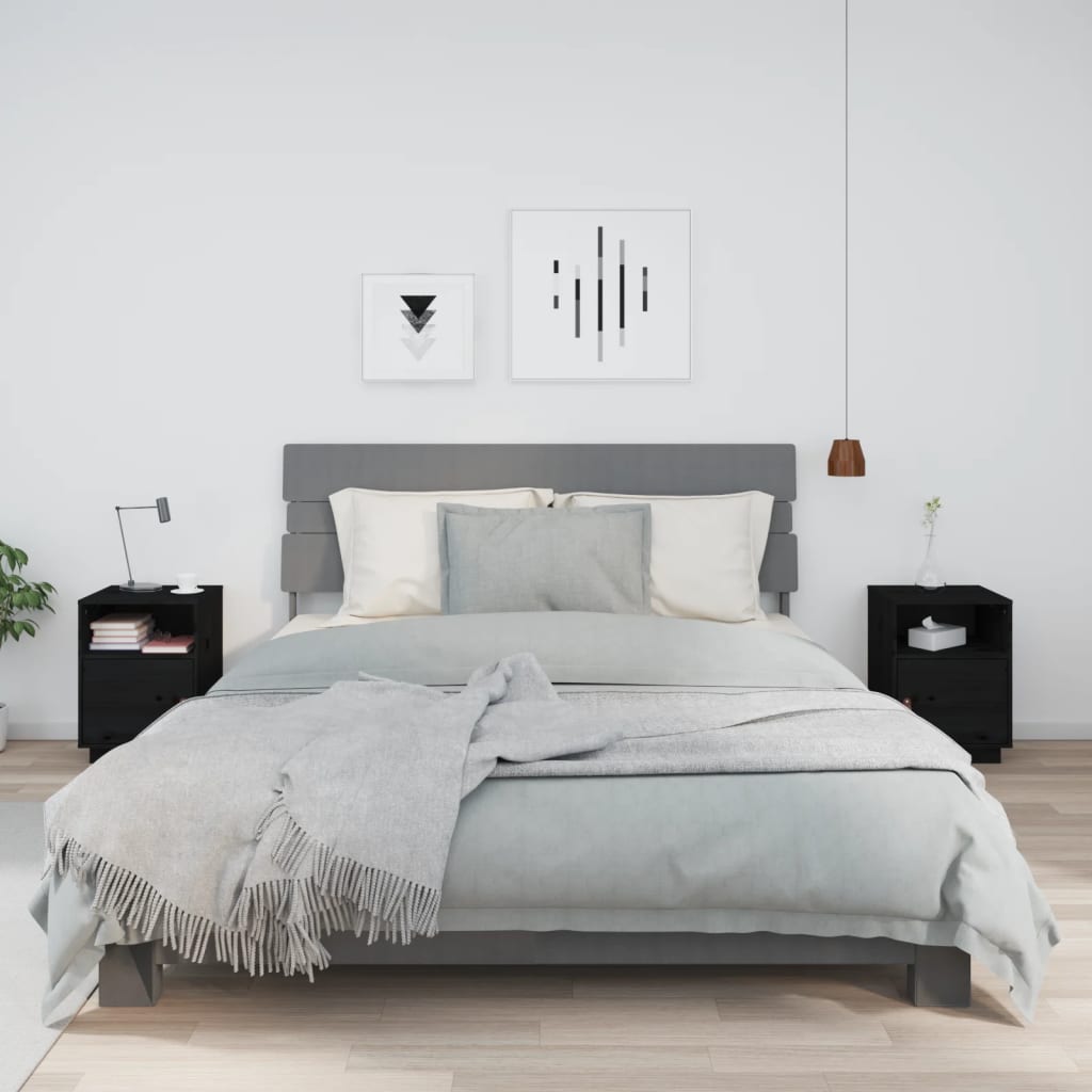 Vidaxl nachtkastjes 2 st 40x34x55 cm massief grenenhout zwart