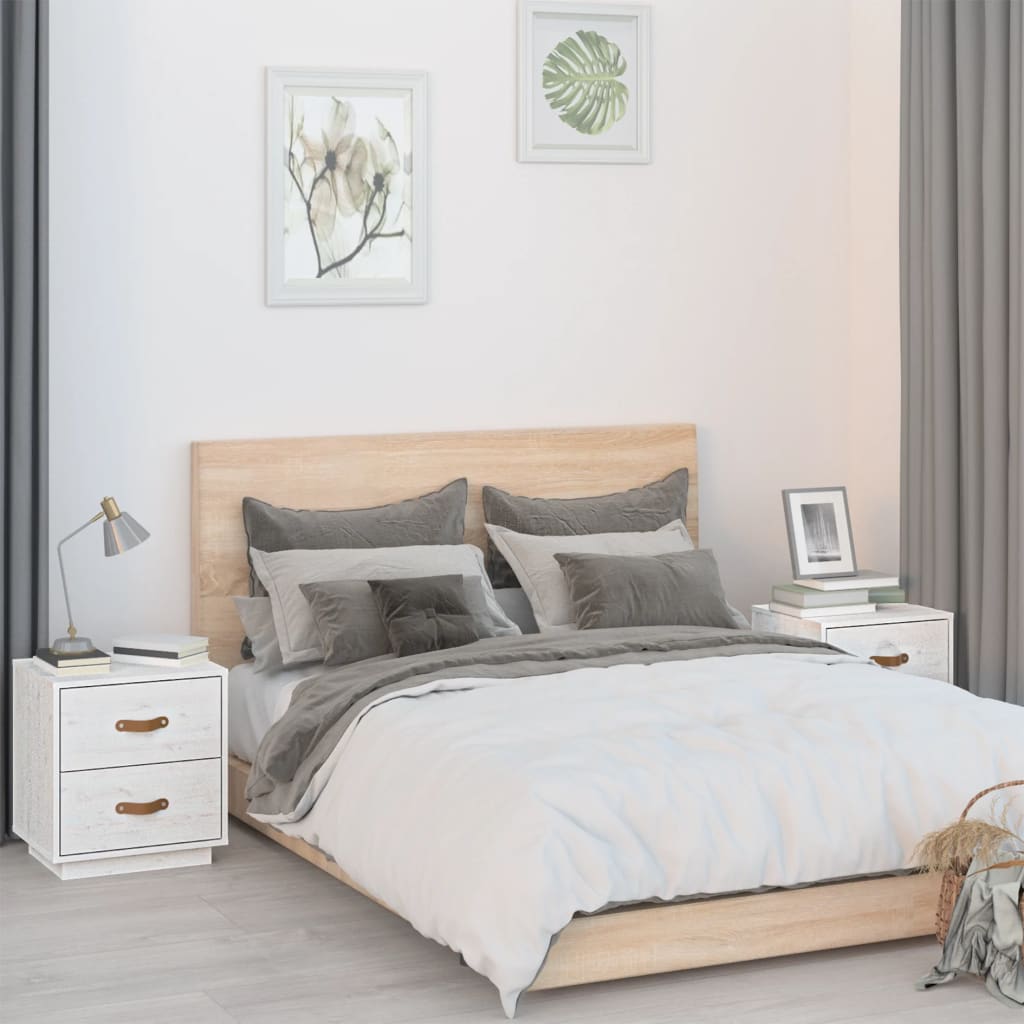Vidaxl nachtkastjes 2 st 40x34x45 cm massief grenenhout wit