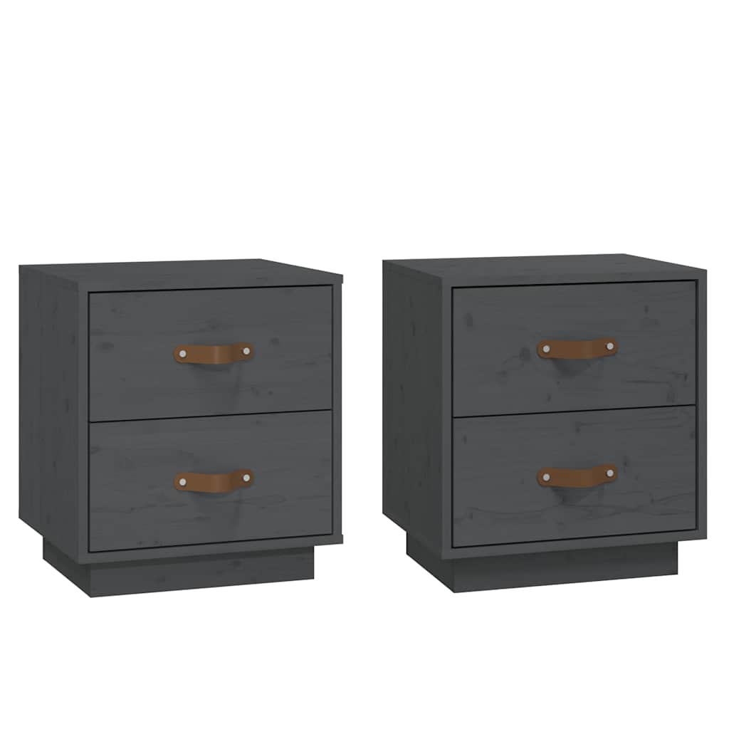 Vidaxl nachtkastjes 2 st 40x34x45 cm massief grenenhout grijs