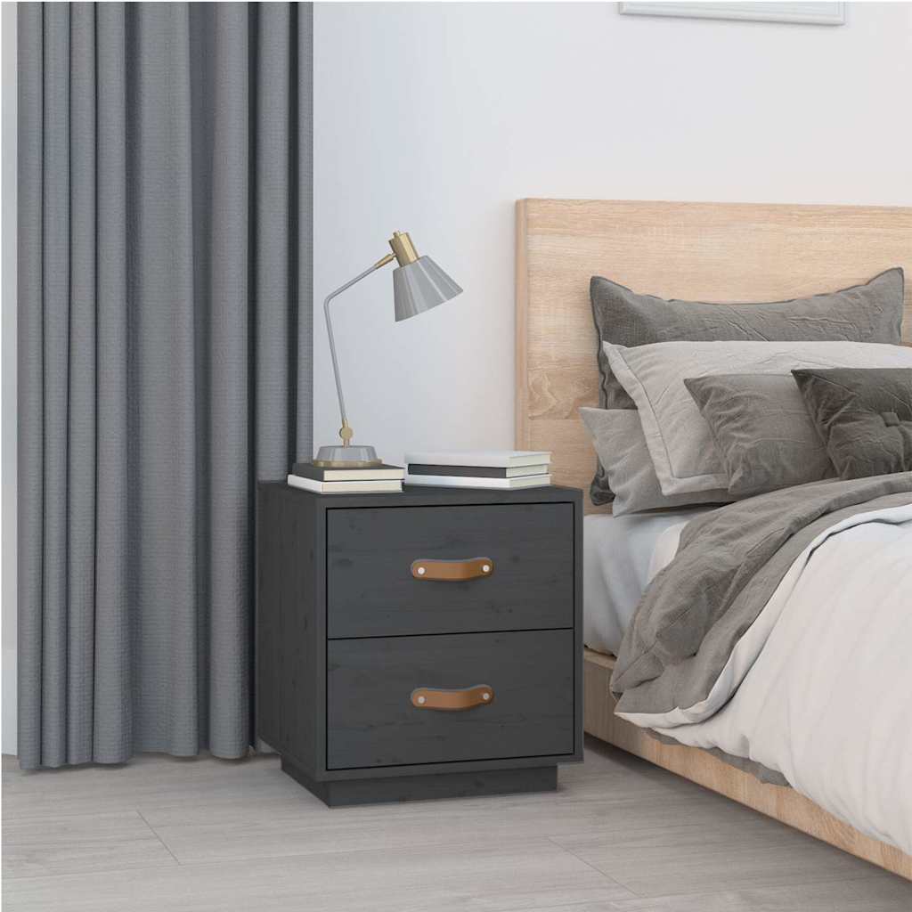 Vidaxl nachtkastjes 2 st 40x34x45 cm massief grenenhout grijs