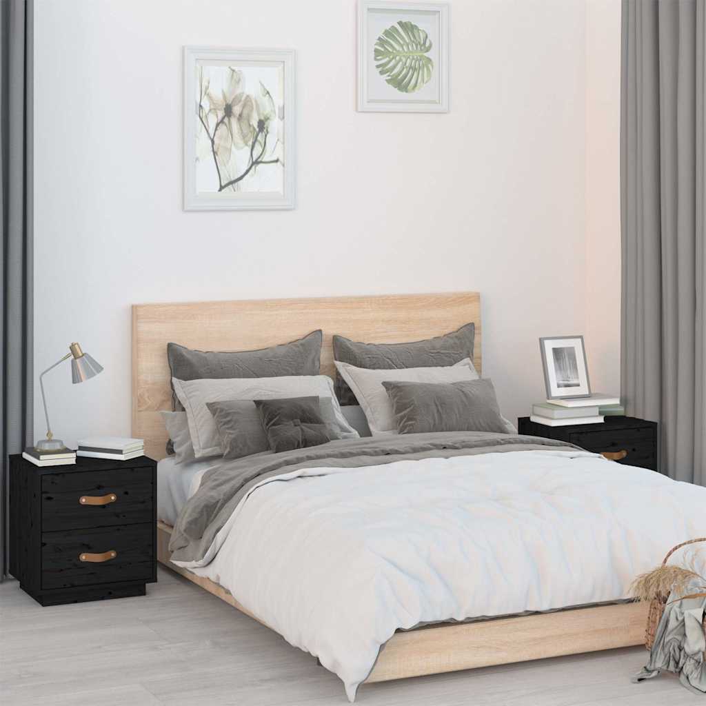 Vidaxl nachtkastjes 2 st 40x34x45 cm massief grenenhout zwart