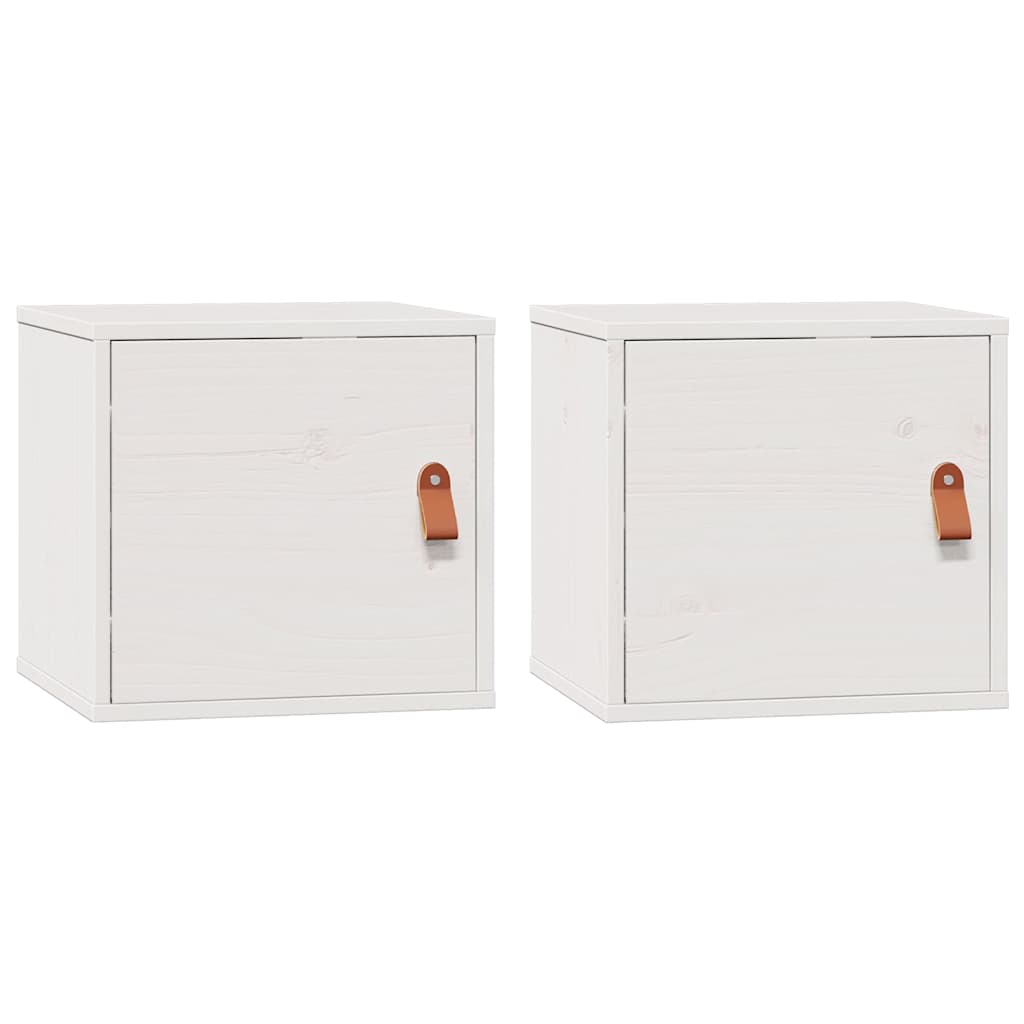 Vidaxl wandkasten 2 st 31,5x30x30 cm massief grenenhout wit