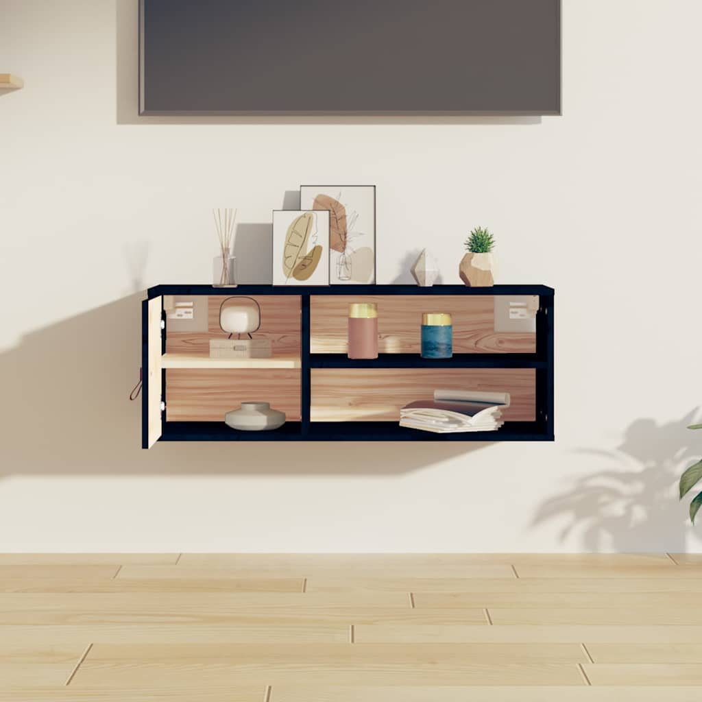 Vidaxl wandkast 80x30x30 cm massief grenenhout zwart