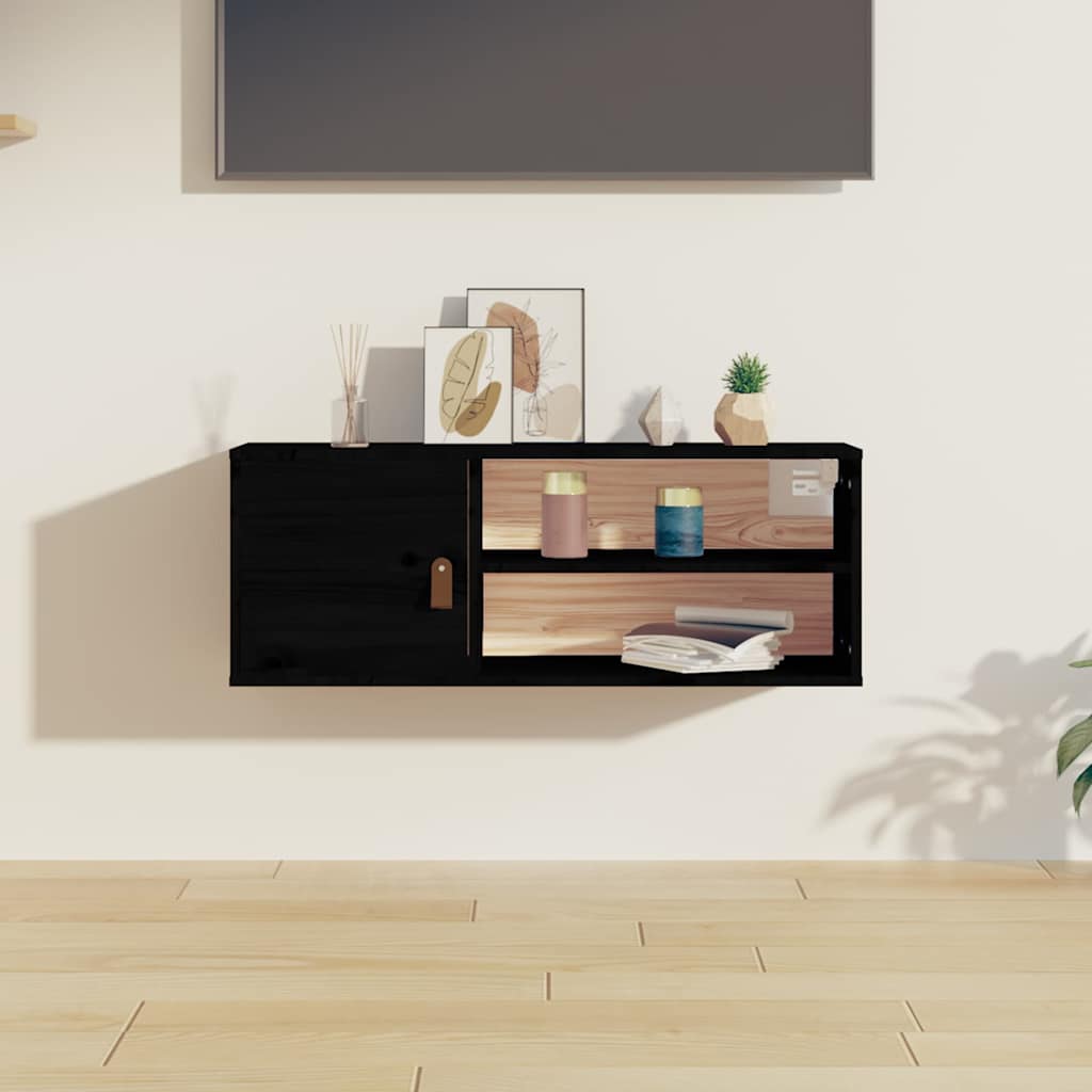Vidaxl wandkast 80x30x30 cm massief grenenhout zwart