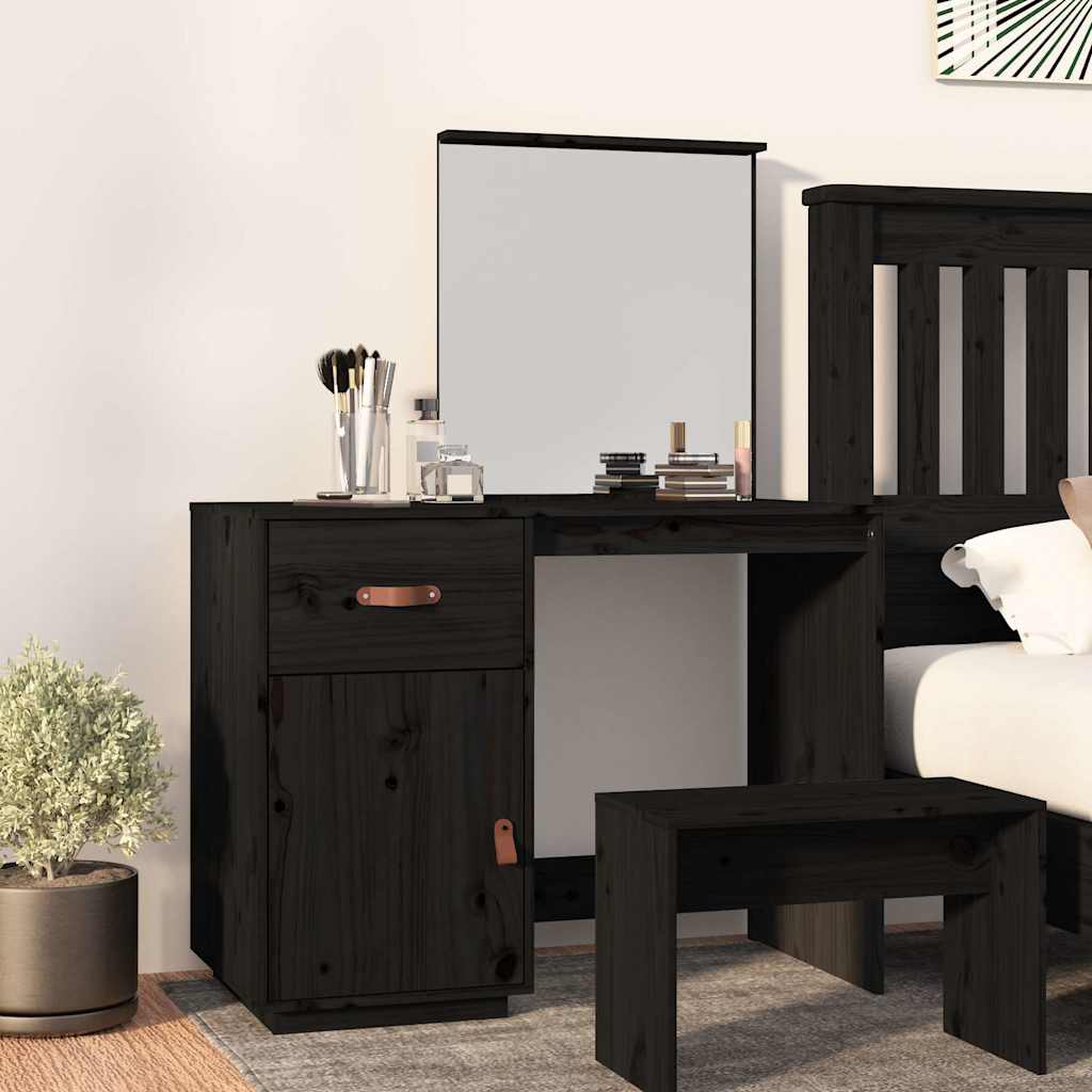 Vidaxl kaptafel 95x50x134 cm massief grenenhout zwart