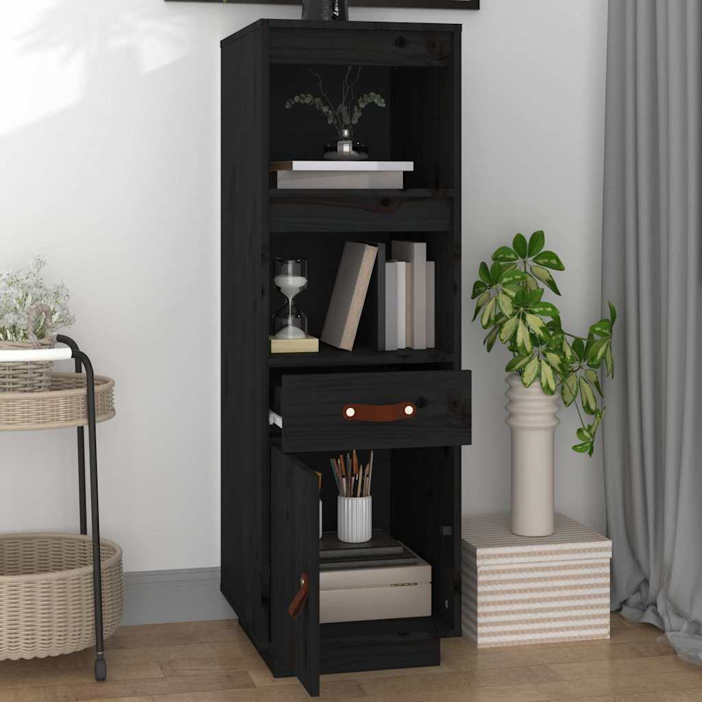 Vidaxl hoge kast 34x40x108,5 cm massief grenenhout zwart