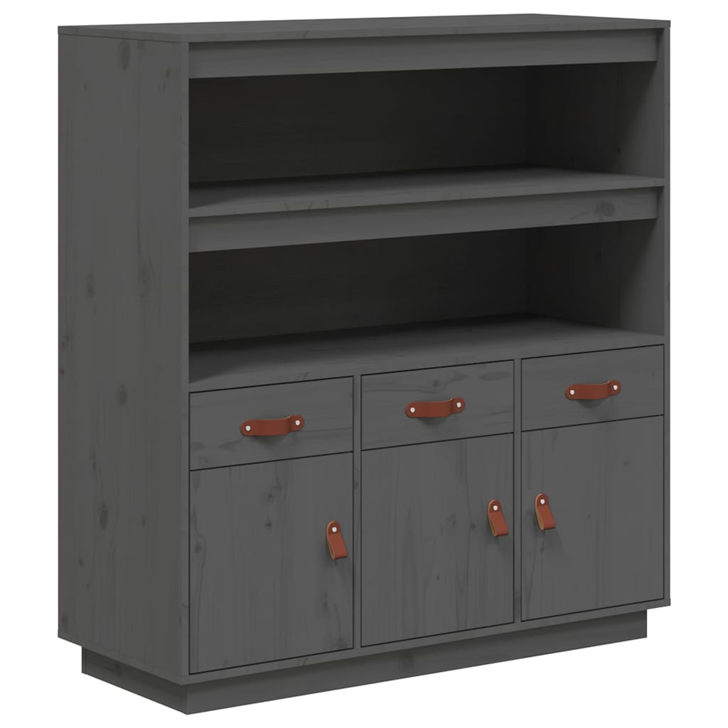 Vidaxl hoge kast 100x40x108,5 cm massief grenenhout grijs