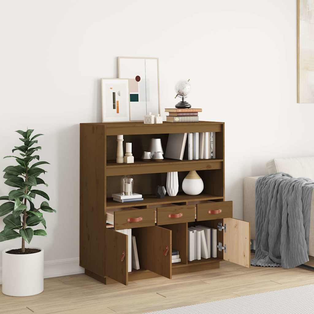 Vidaxl hoge kast 100x40x108,5 cm massief grenenhout honingbruin