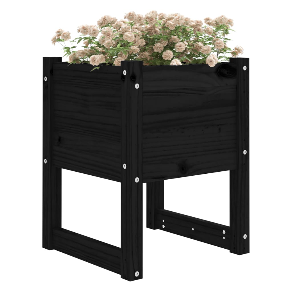 VIDAXL -Pflanzer 2 ST 40x40x52,5 cm Festkiefer schwarz