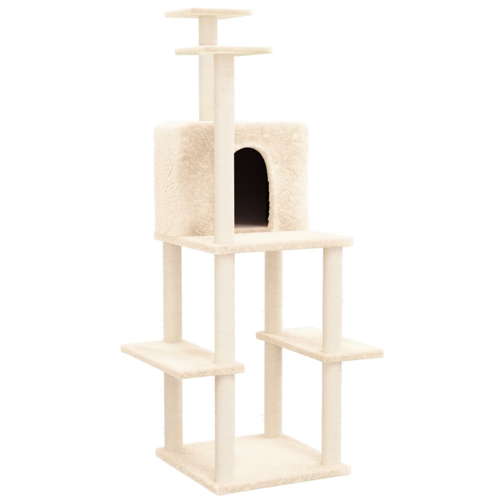Vidaxl -Katzenmöbel mit Sisal -Kratzerposten 144,5 cm Creme -Colored