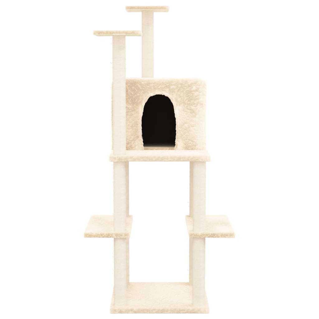 Vidaxl -Katzenmöbel mit Sisal -Kratzerposten 144,5 cm Creme -Colored