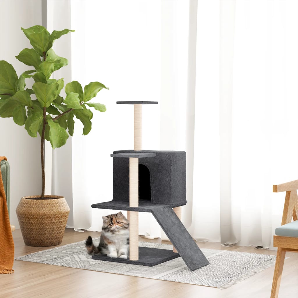 Vidaxl -Katzenmöbel mit Sisal -Kratzerpfosten 109 cm dunkelgrau
