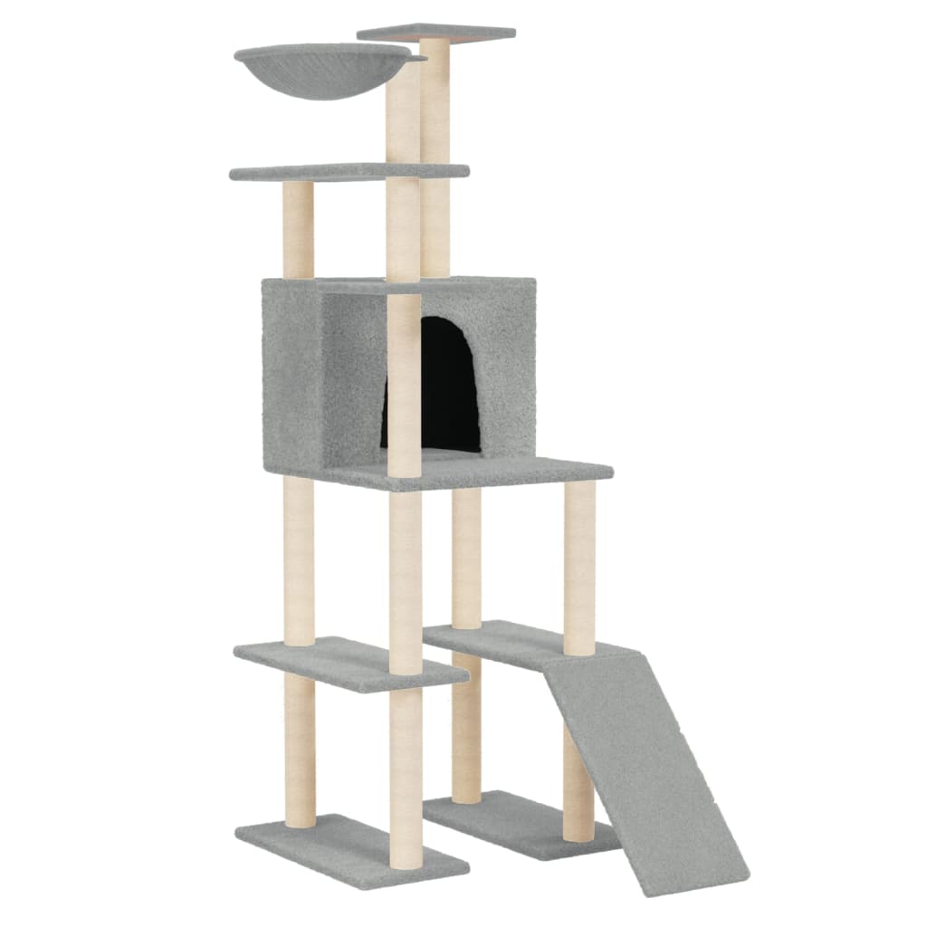 Vidaxl -Katzenmöbel mit Sisal -Kratzerpfosten 166 cm hellgrau