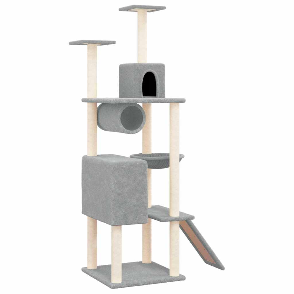 Vidaxl -Katzenmöbel mit Sisal -Kratzerpfosten 168 cm hellgrau