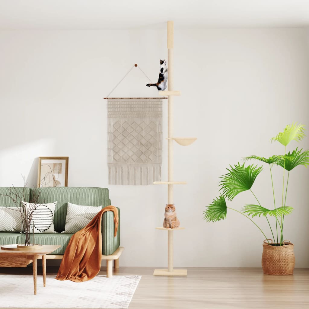 Vidaxxl Katzenmöbel raumhoch 263,5-289,5 cm cremefarben