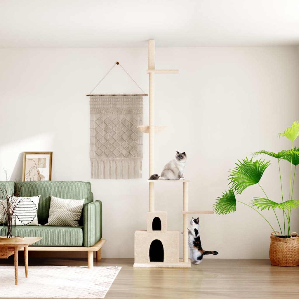 Vidaxxl Katzenmöbel raumhoch 250,5-276,5 cm cremefarben