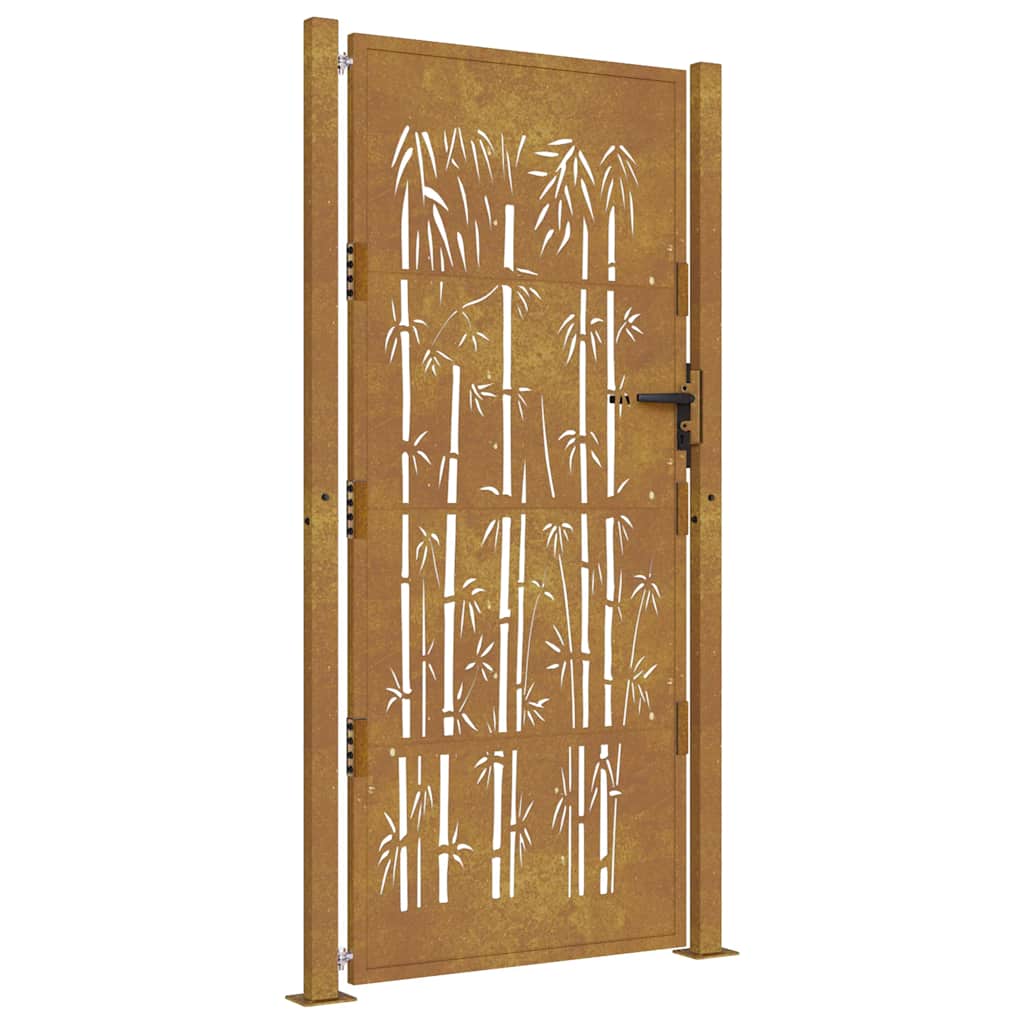 Vidaxxl-Tor mit Bambusdesign 105x205 cm Cortenstahl