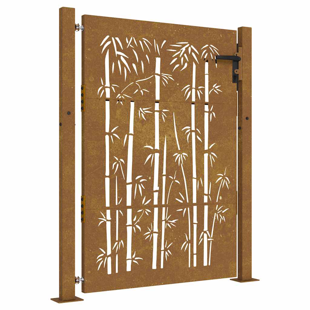 Vidaxxl-Tor 105 x 130 cm, Bambus-Design, Cortenstahl