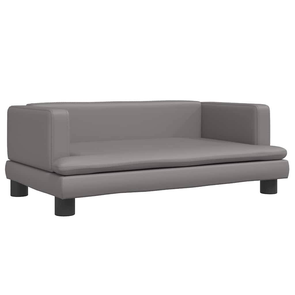 Vidaxl Hundekorb 80x45x30 cm künstliches Ledergrau grau