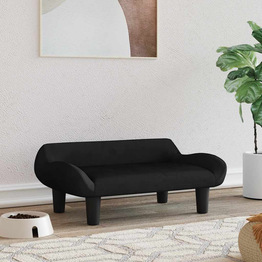 Vidaxxl Hundebett 70x40x24 cm samtschwarz