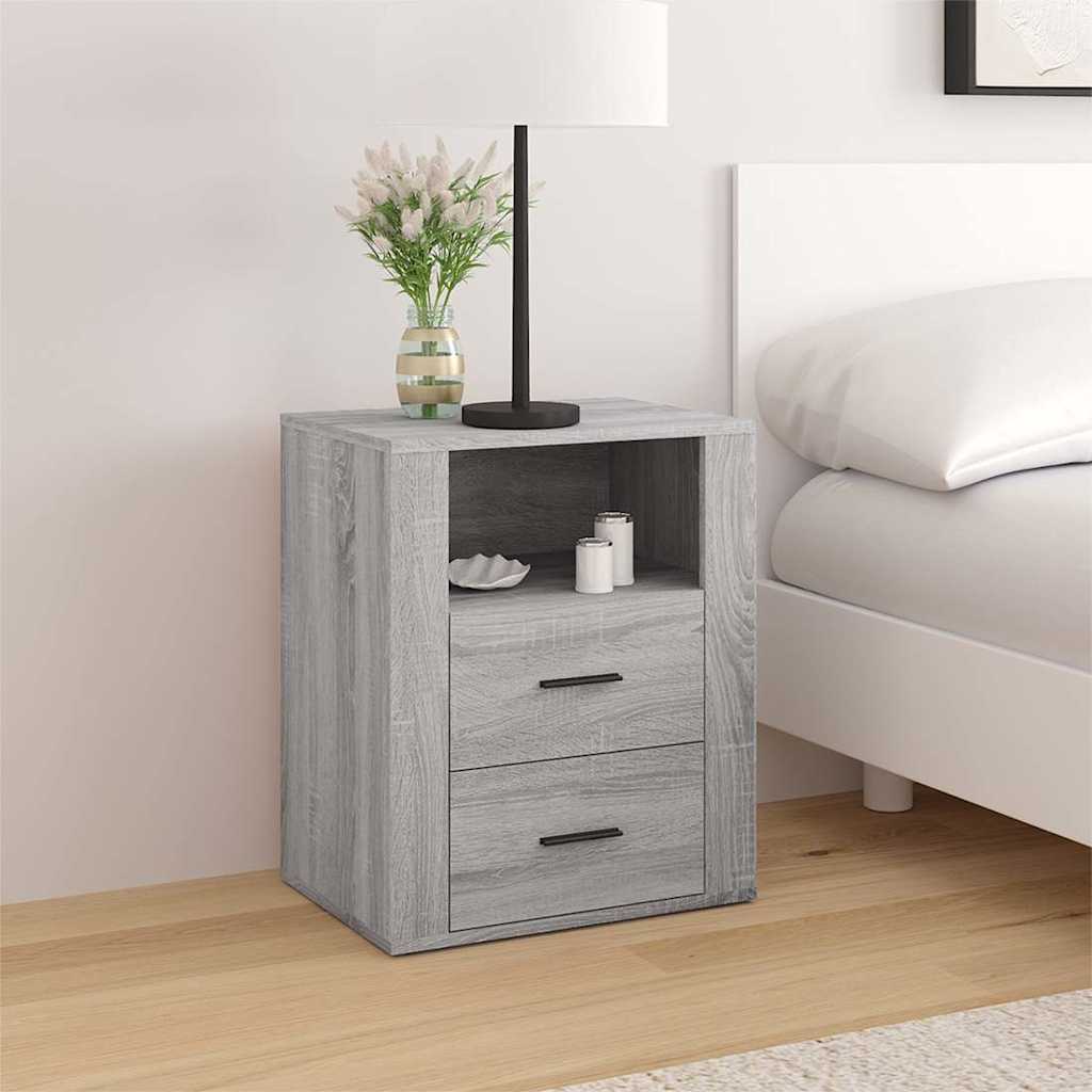 Vidaxl nachtkastje 50x36x60 cm bewerkt hout grijs sonoma eikenkleurig