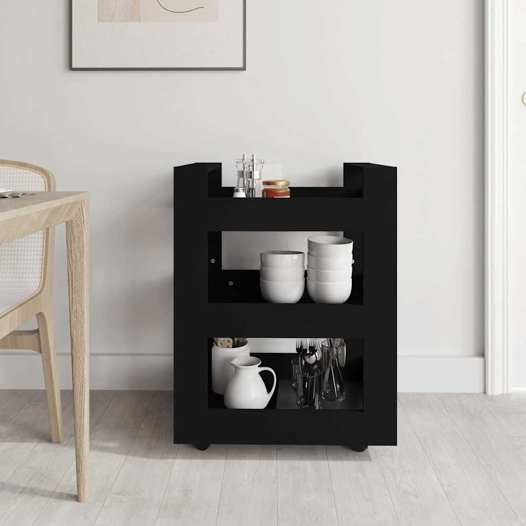 Vidaxl keukentrolley 60x45x80 cm bewerkt hout zwart
