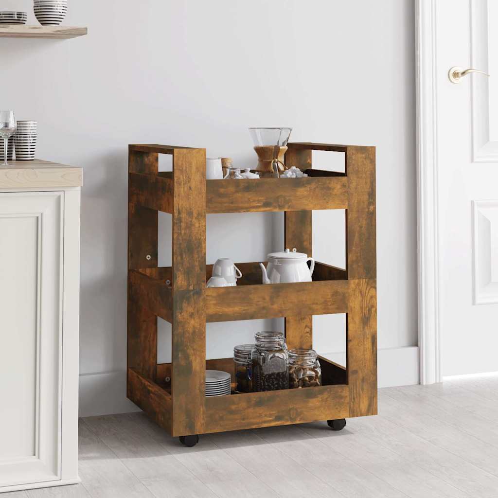 Vidaxl keukentrolley 60x45x80 cm bewerkt hout gerookt eikenkleurig