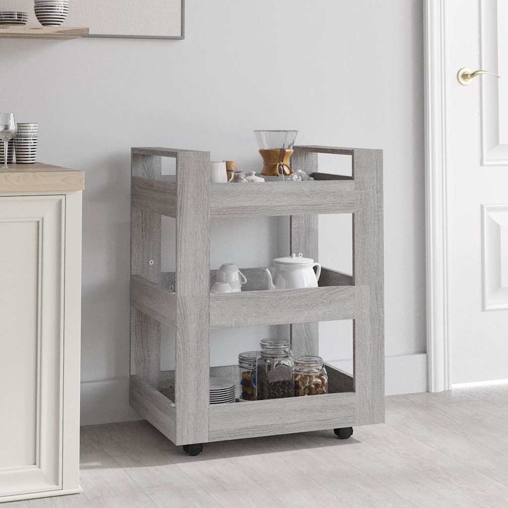 Vidaxl keukentrolley 60x45x80cm bewerkt hout grijs sonoma eikenkleurig