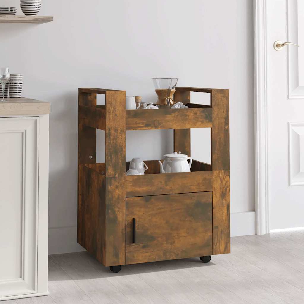 Vidaxl keukentrolley 60x45x80 cm bewerkt hout gerookt eikenkleurig