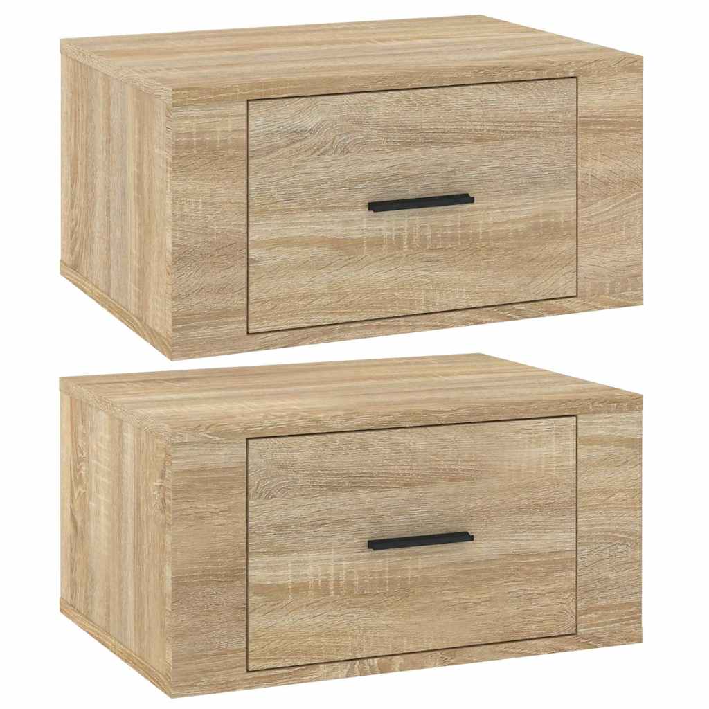 Vidaxl nachtkastjes 2 st wandgemonteerd 50x36x25 cm sonoma eikenkleur