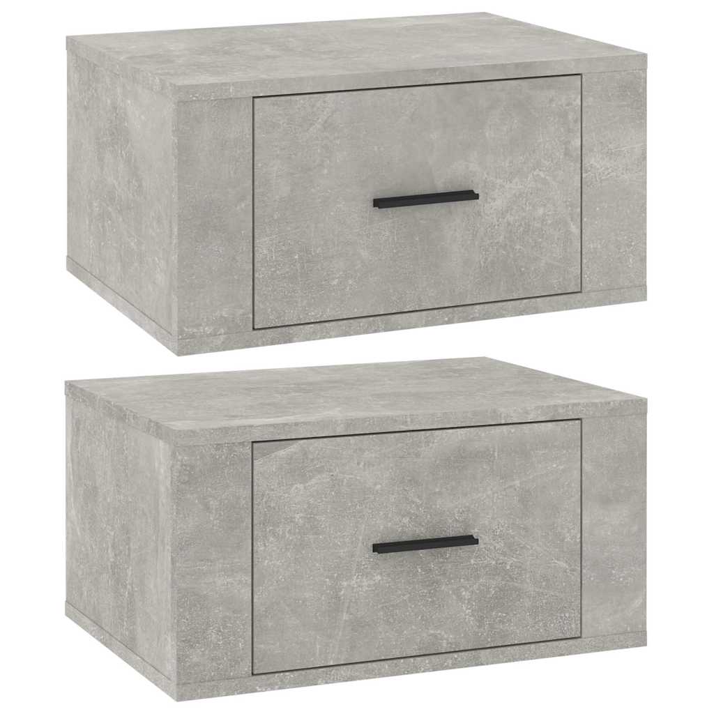 Vidaxl nachtkastjes 2 st wandgemonteerd 50x36x25 cm betongrijs