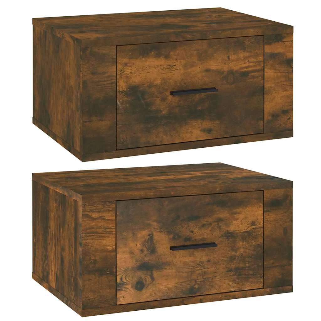 Vidaxl nachtkastjes 2 st wandgemonteerd 50x36x25 cm gerookt eikenkleur